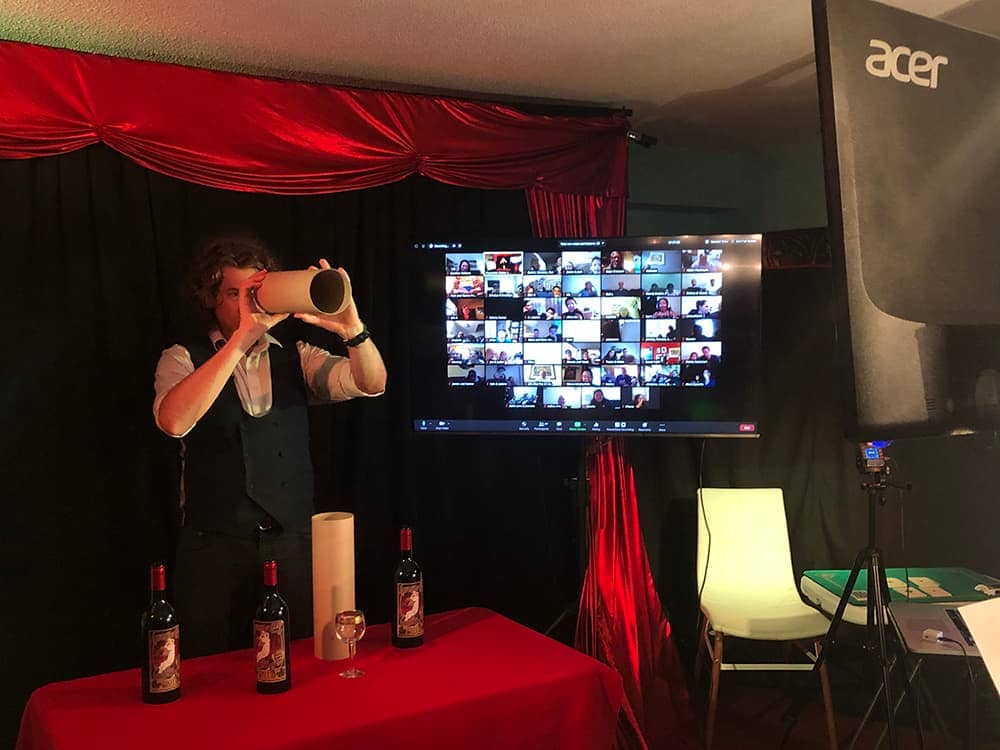 Virtual magic show Brooklyn wine